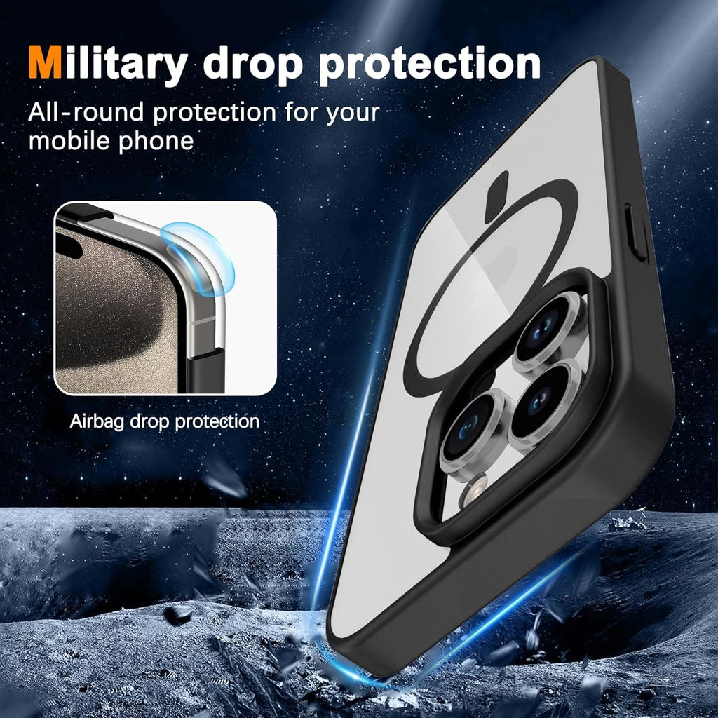 Entronix [Magnetic] Case Compatible with iPhone 16 Pro Max - [Clear Back] Soft Matte Frame