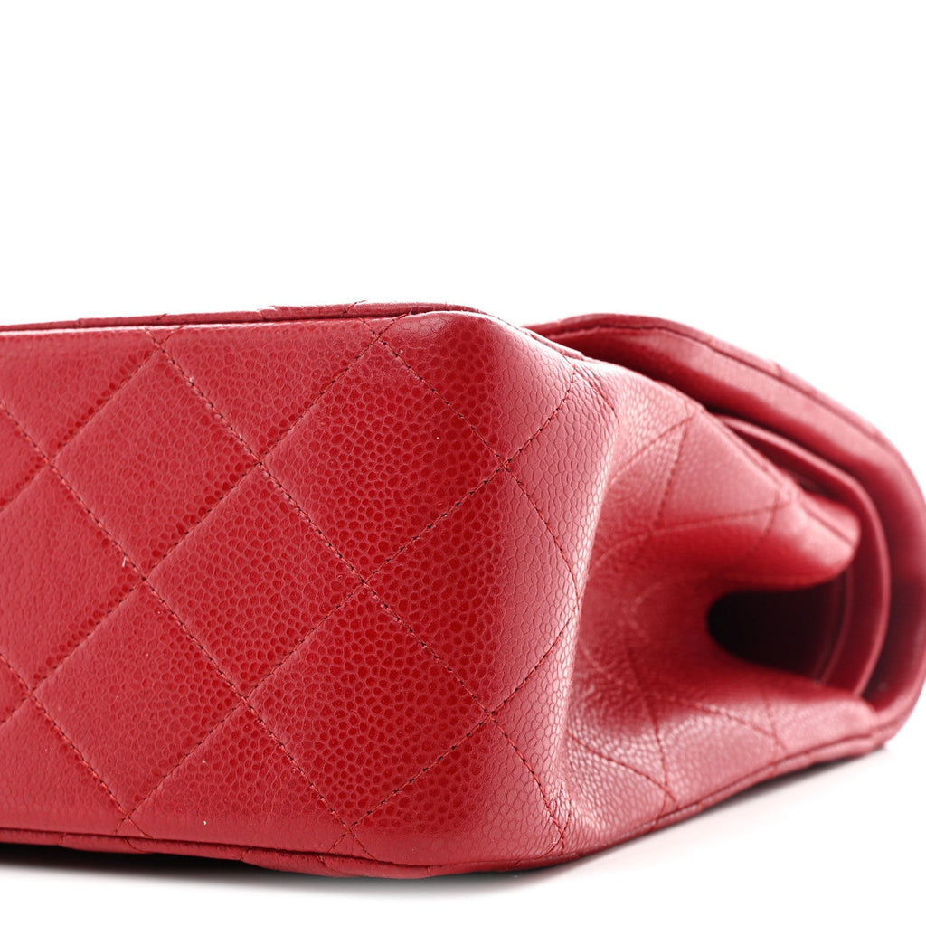 Caviar Quilted Jumbo Double Flap Red