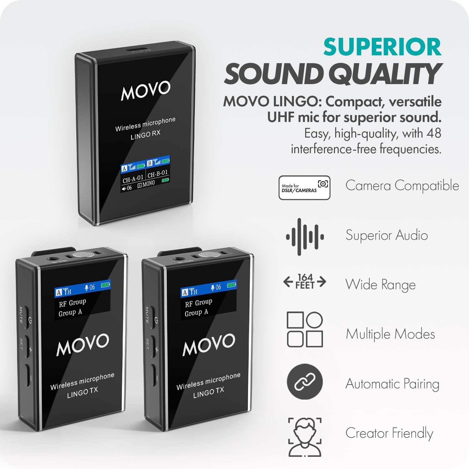 Movo Lingo-Duo Wireless Lavalier Mic System for DSLR Cameras and Smartphones