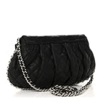 Washed Lambskin Quilted Medium Chain Around Messenger Black