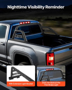 Truck Bed Roll Bar, Universal Pickup Sport Adjustable Bar Chase Rack Compatible with Full-Size Truck, Carbon Steel Construction with Extension Light Bracket, No Light, Rack Included