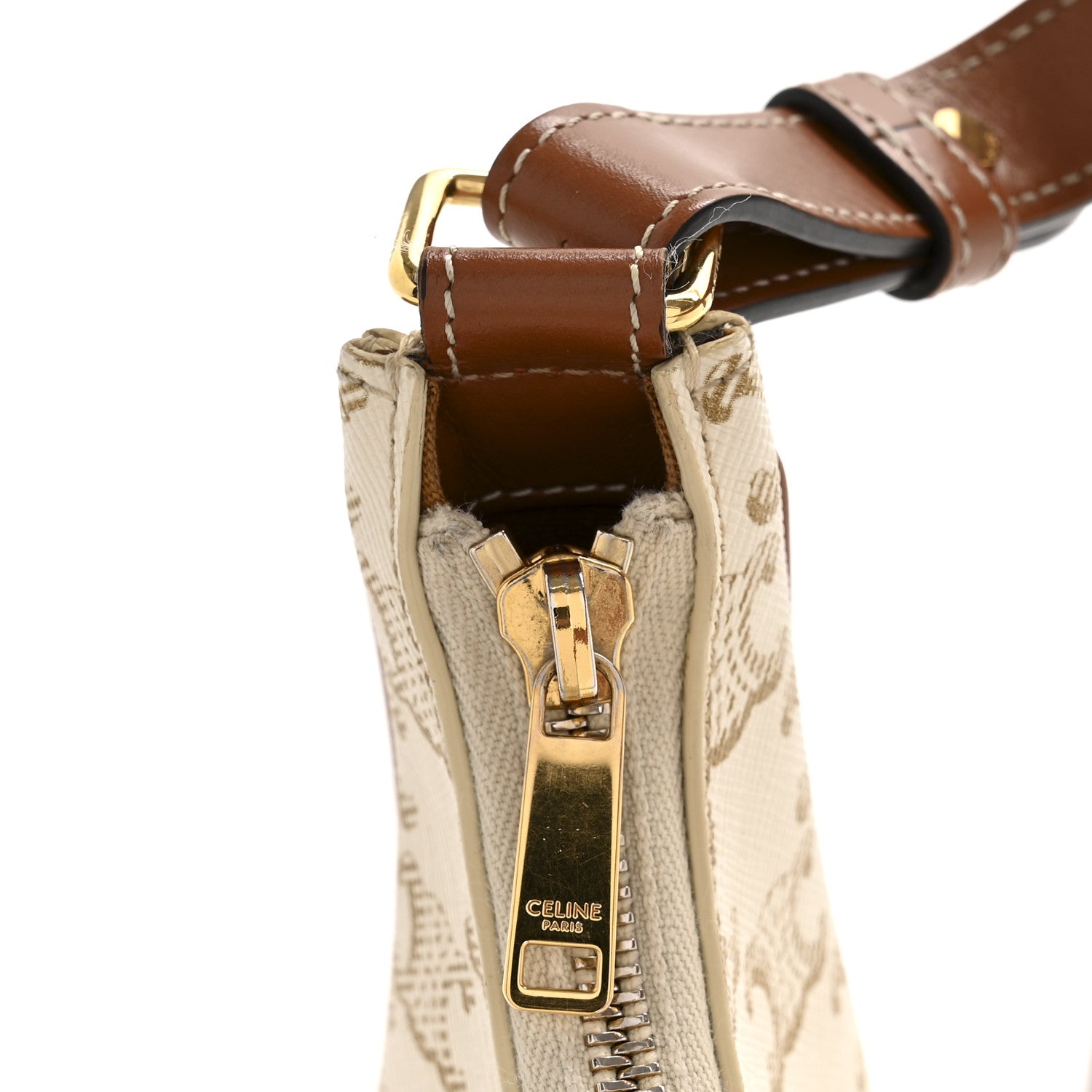 Canvas Calfskin Ava Triomphe Shoulder Bag White