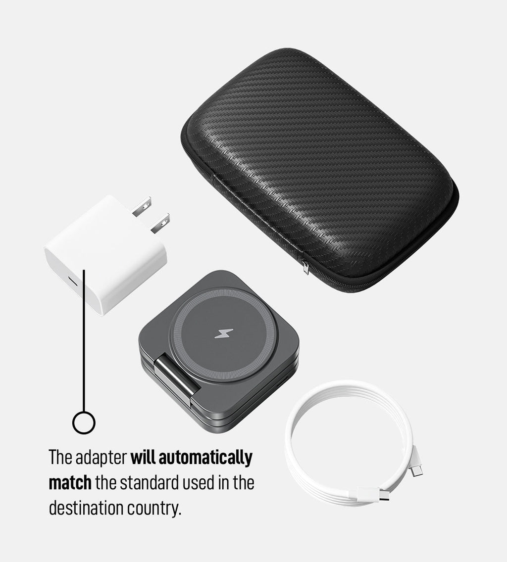 KUXIU X55 3-In-1 Foldable Magnetic Wireless Charging Station - Gray