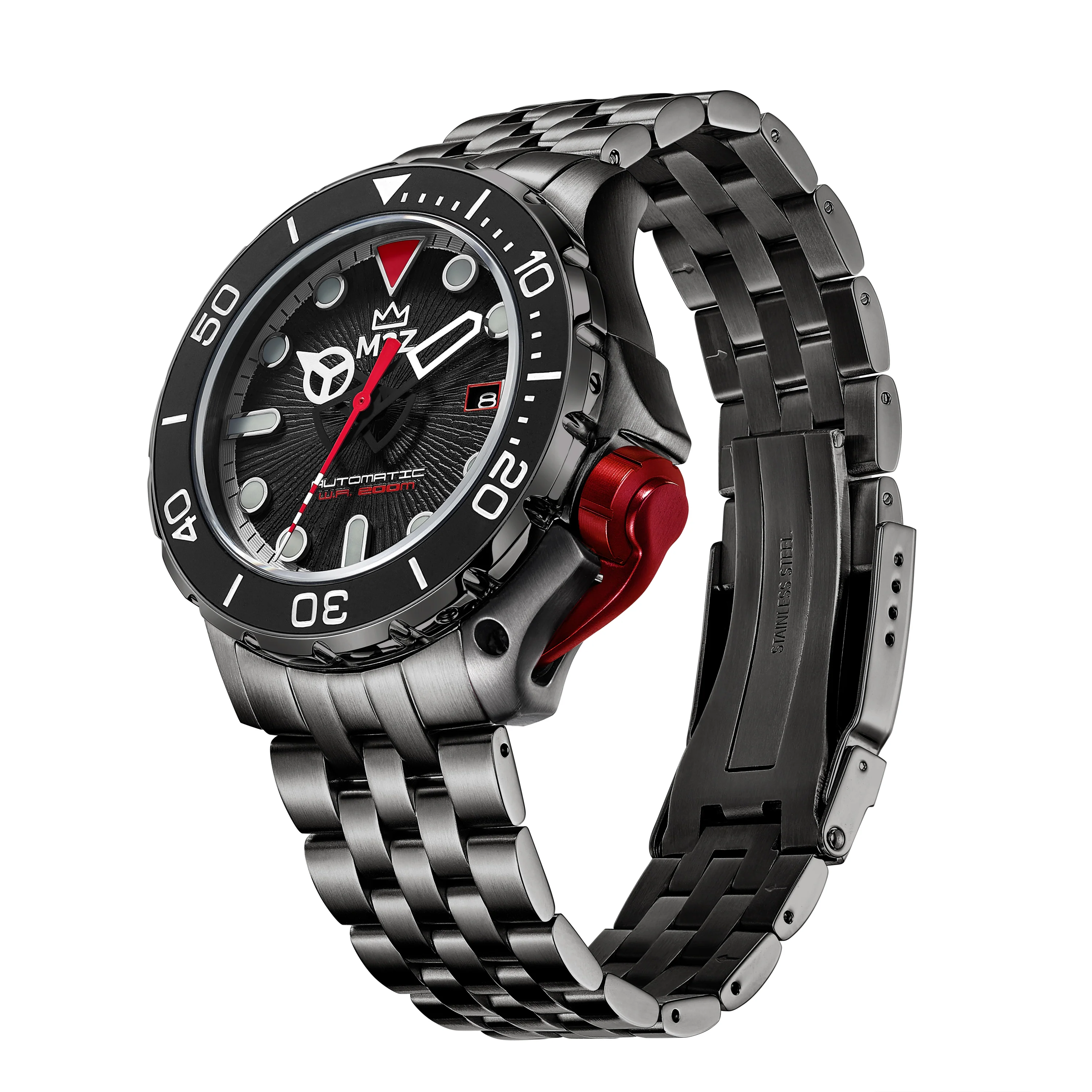 M2Z Men's Watch Diver 200 Plated Bracelet Black