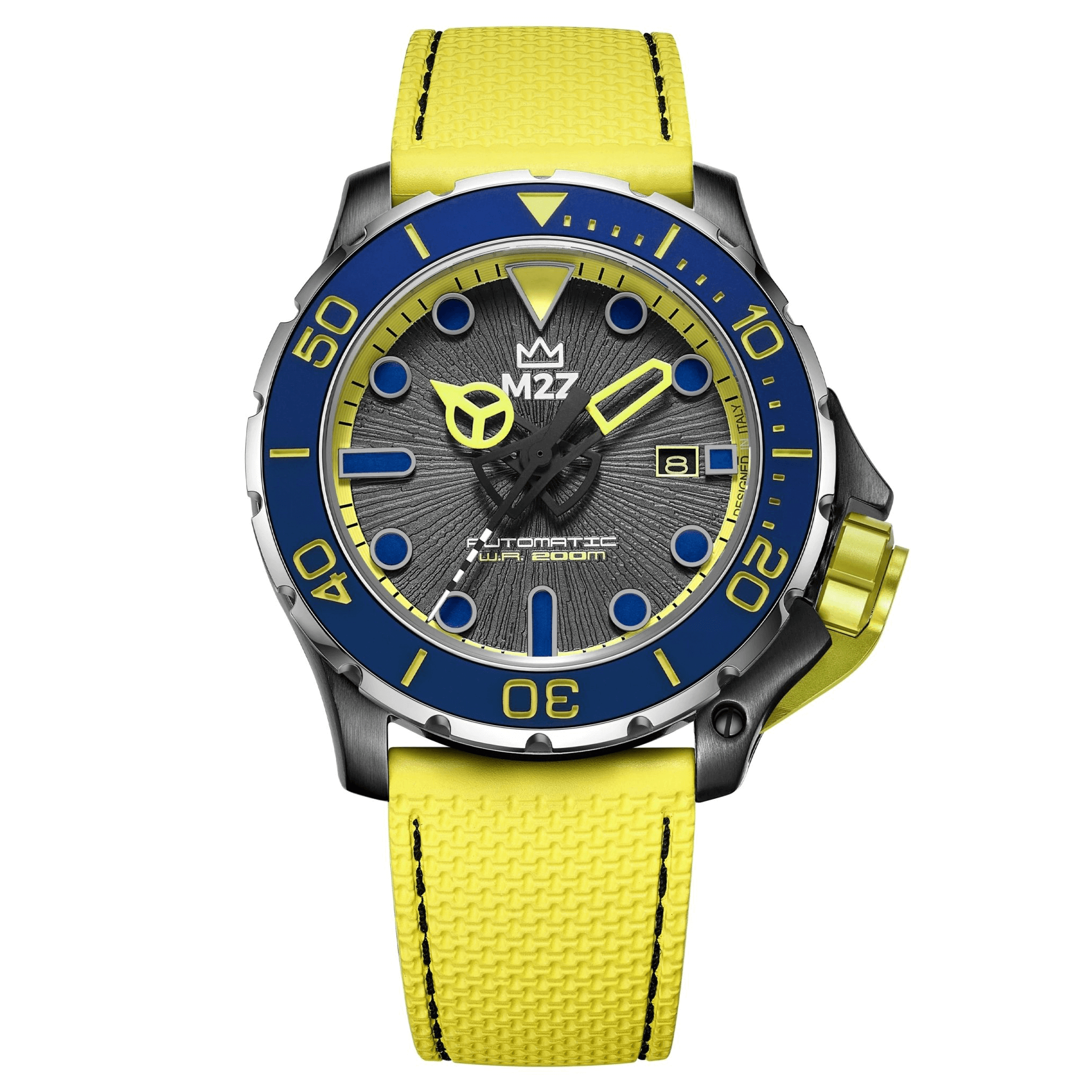 M2Z Men's Watch Diver 200 Yellow IP Black