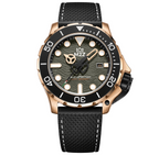 M2Z Men's Watch Diver 200 Black IP Rose Gold