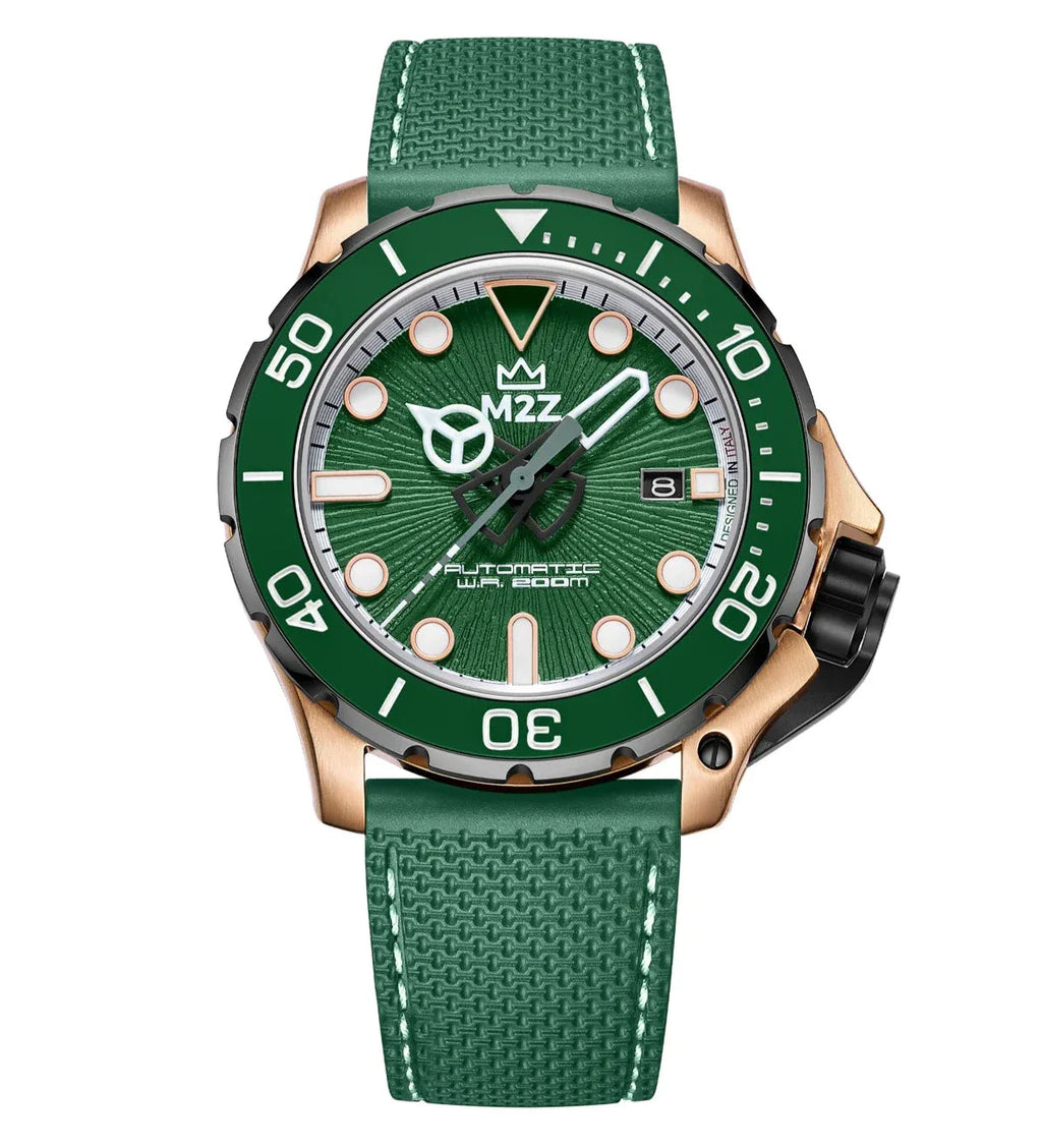 M2Z Men's Watch Diver 200 Green/Rose Gold