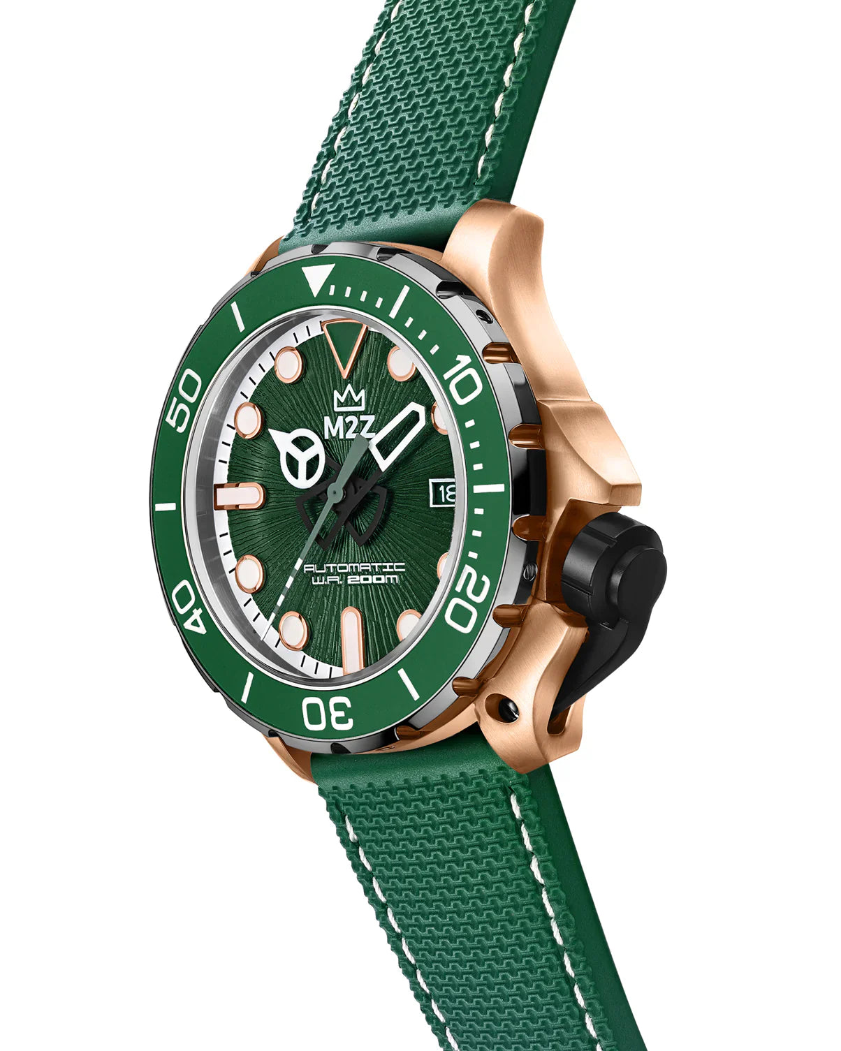 M2Z Men's Watch Diver 200 Green/Rose Gold