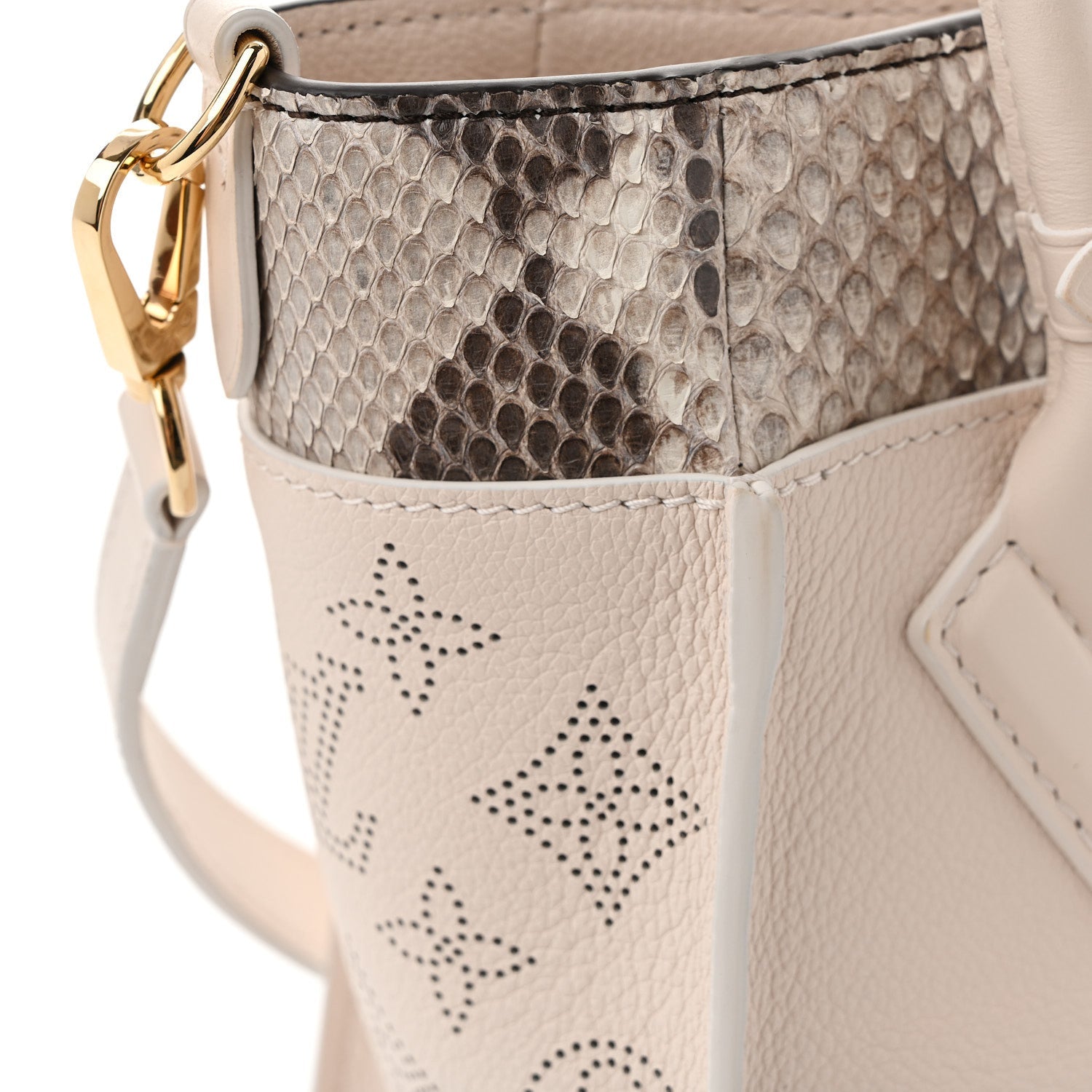 Calfskin Karung Snakeskin Mahina On My Side PM Quartz White