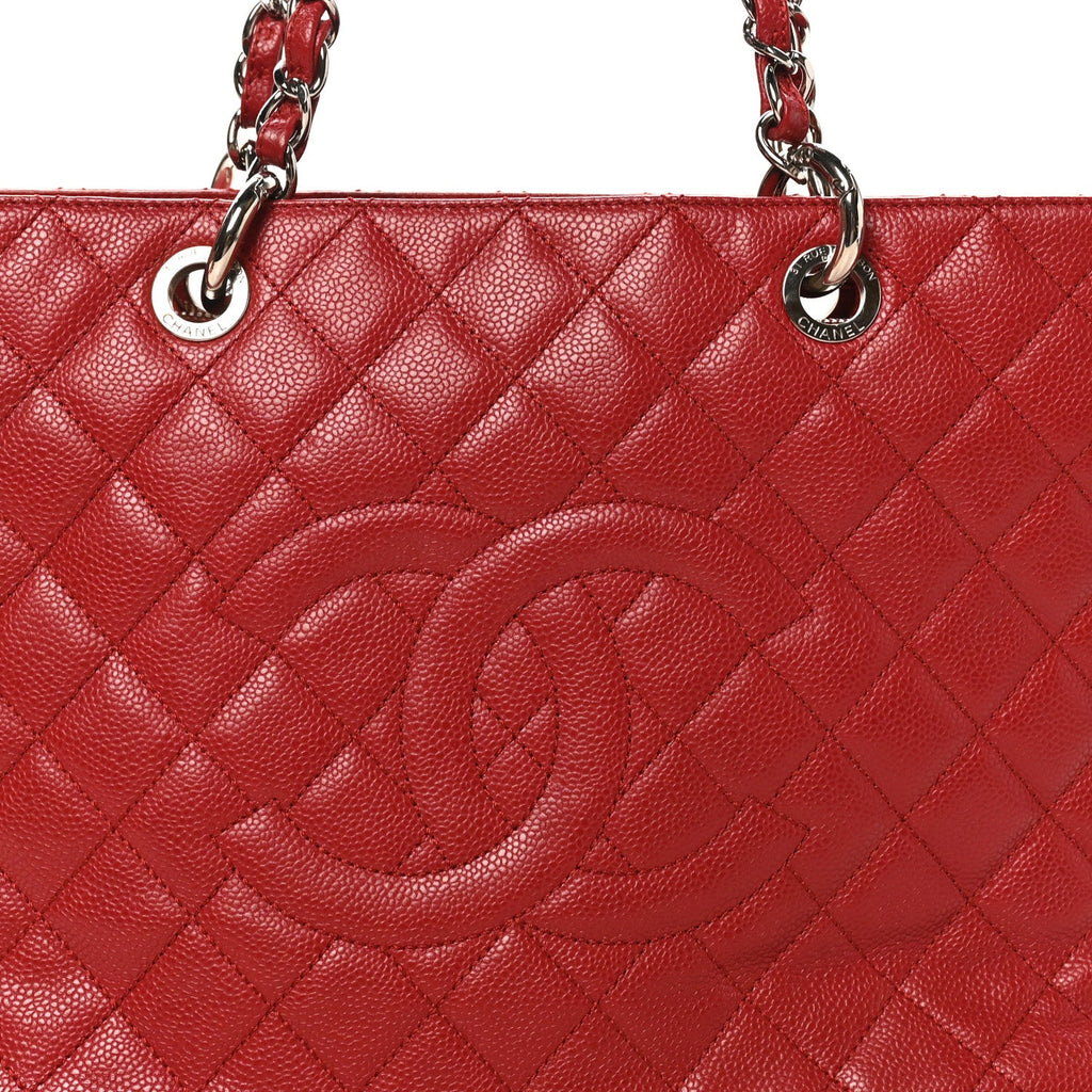 Caviar Quilted Grand Shopping Tote GST Red