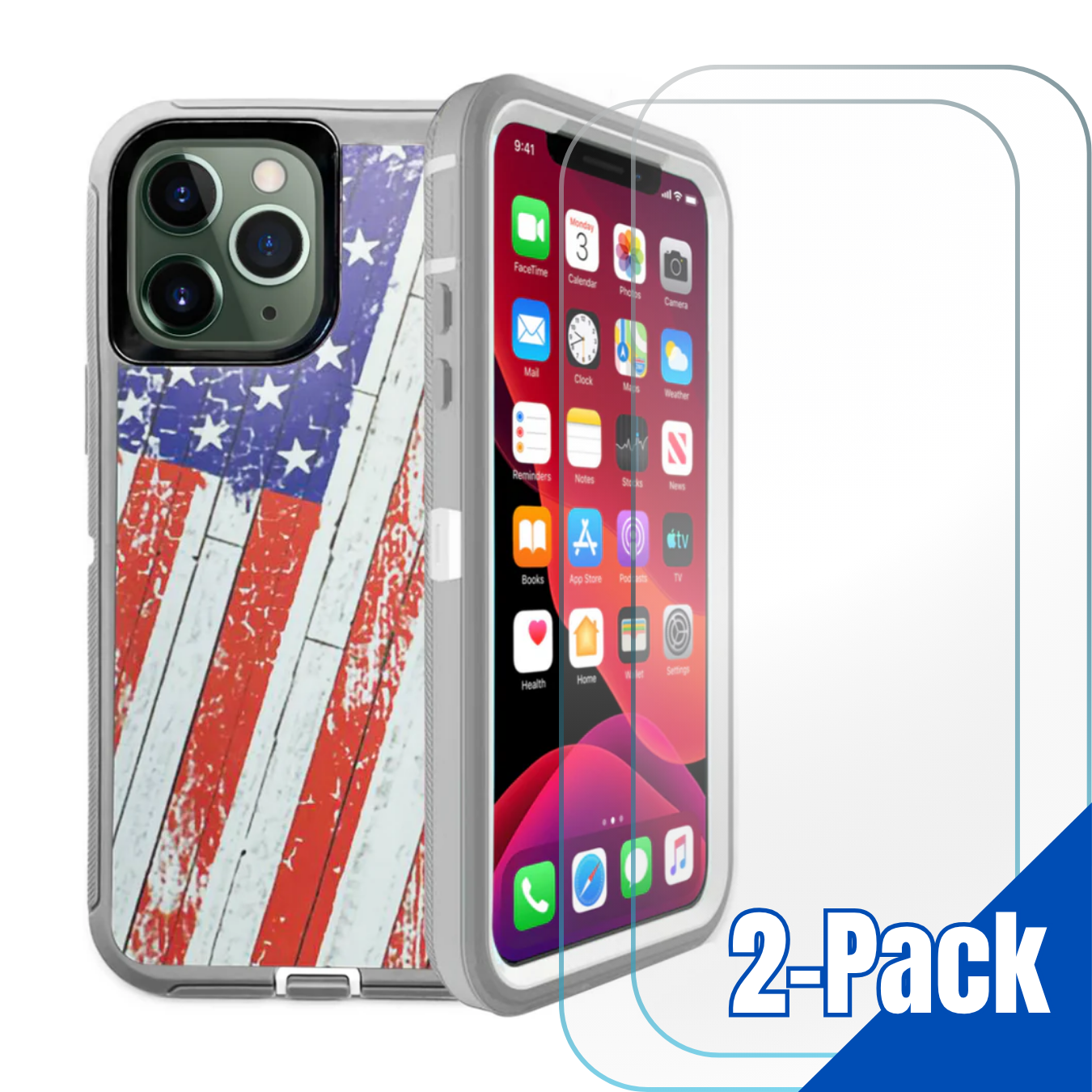 Entronix Bundle Compatible with iPhone 12 Pro Max - Heavy Duty Case & 2 Clear Screen Protectors