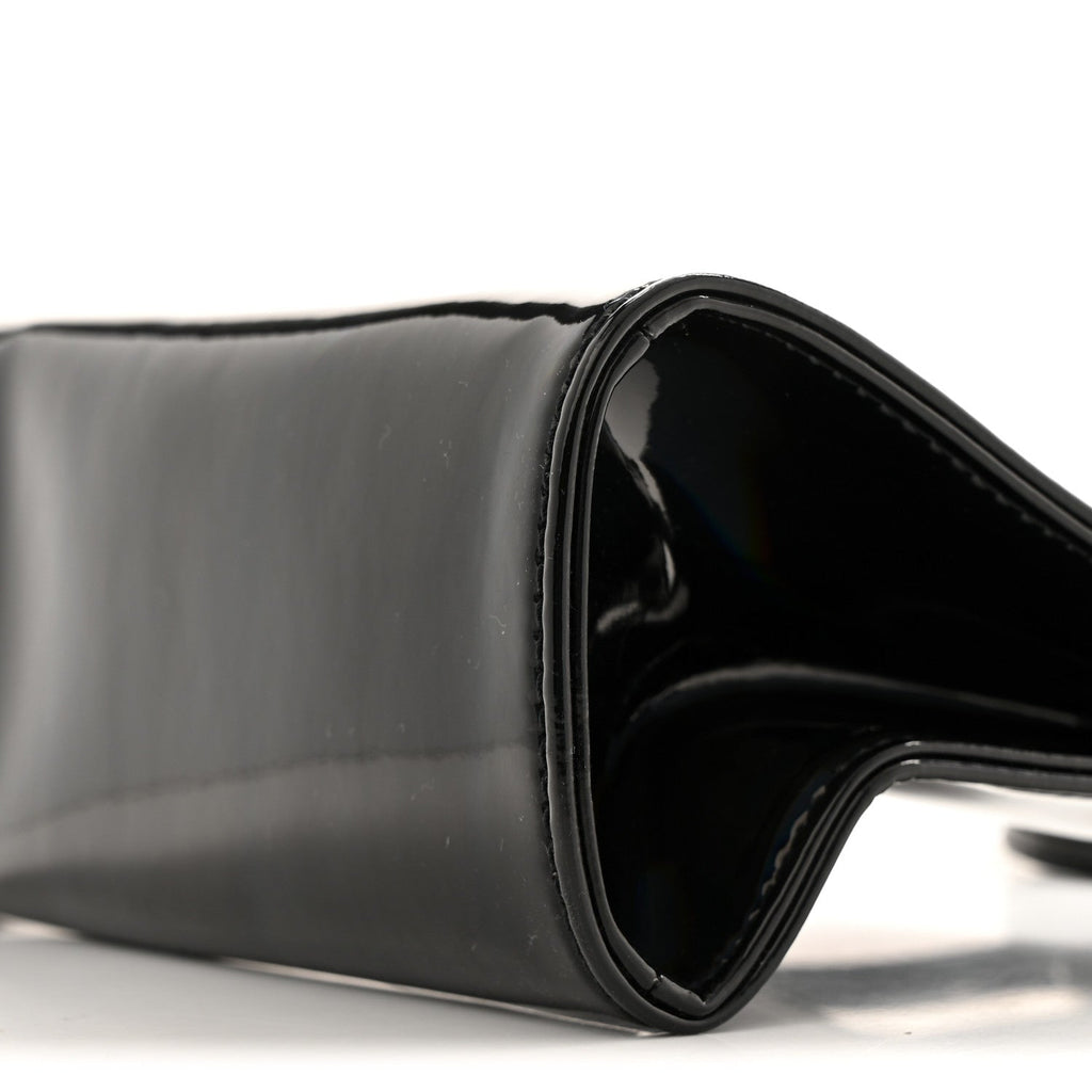 Patent Vegan Leather Small Shopping Bag Black Rainbow