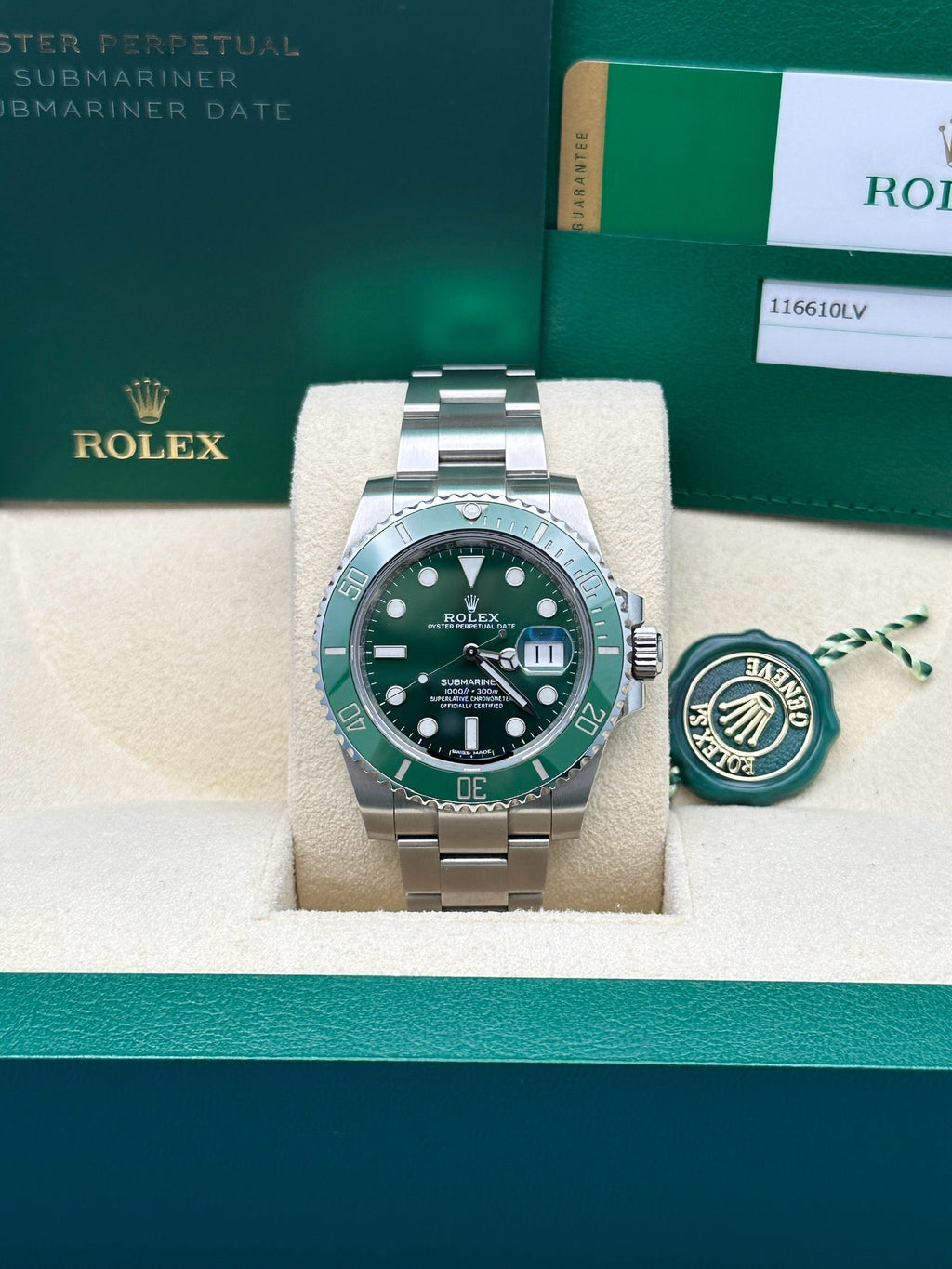 Rolex Steel Submariner Date  - The Hulk - Green Dial - 116610LV