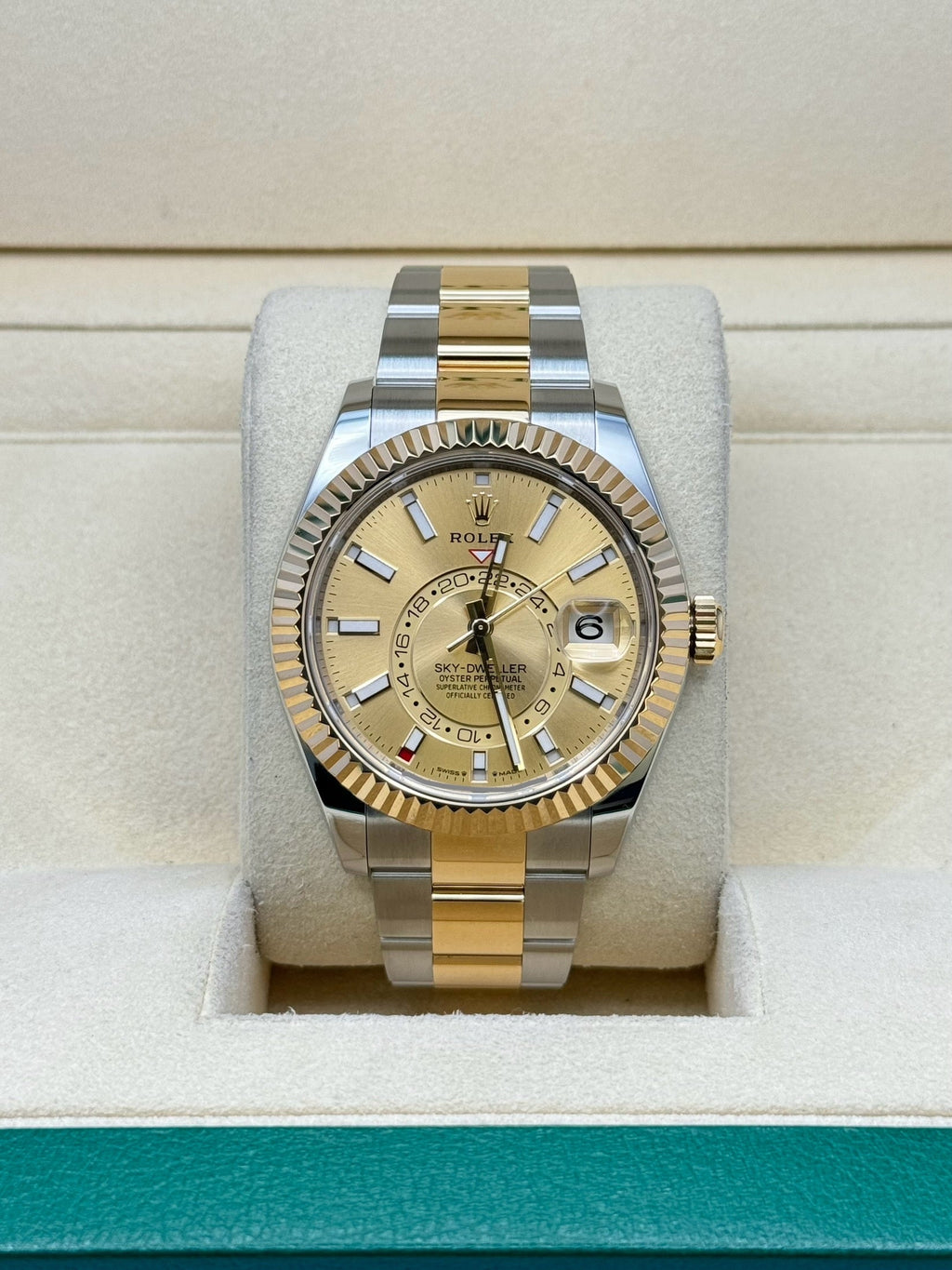 Rolex Sky Dweller 42 Champagne Dial Yellow Gold Stainless Steel Oyster Mens  336933