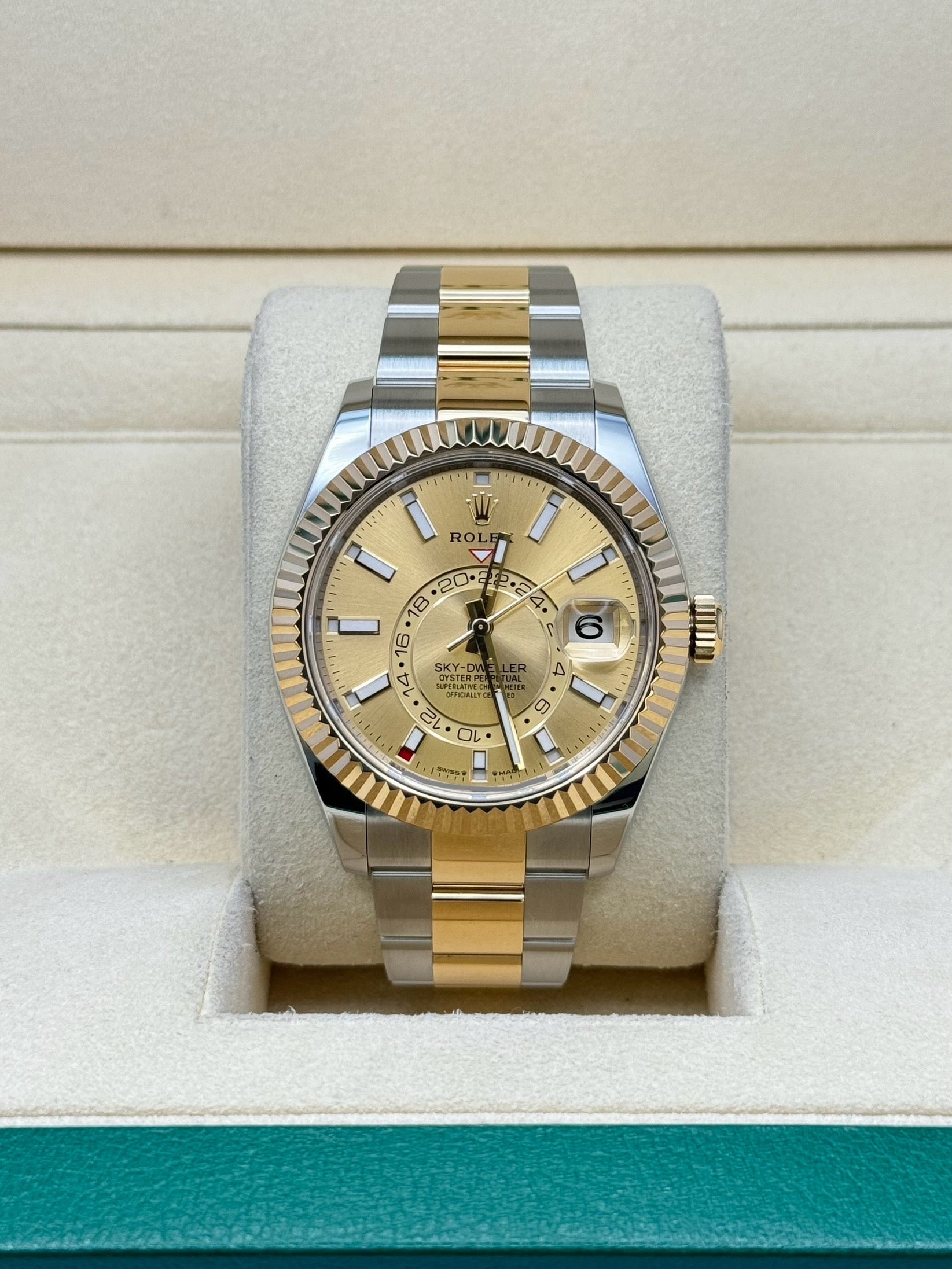 Rolex Sky Dweller 42 Champagne Dial Yellow Gold Stainless Steel Oyster Mens  336933