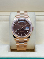 Rolex Everose Gold Day-Date 40 - Chocolate Diagonal Motif Index Dial - President Bracelet - 228235 chodmip