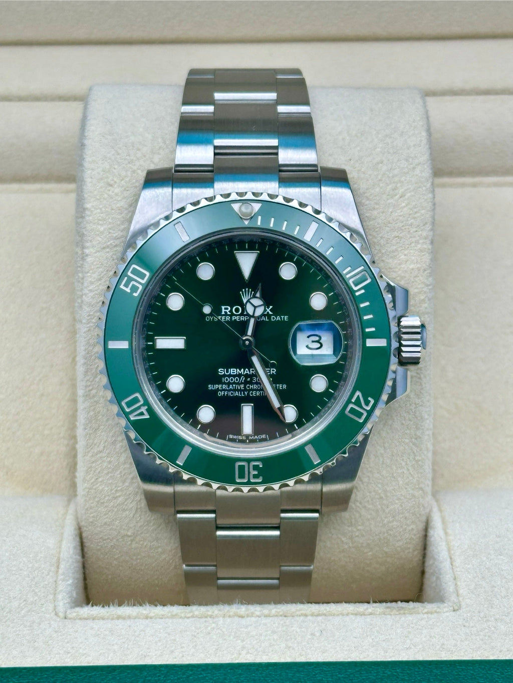 Rolex Steel Submariner Date  - The Hulk - Green Dial - 116610LV