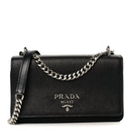 Saffiano Tessuto Nylon Chain Shoulder Bag Black