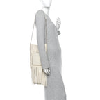 Calfskin Quilted Fringe Small Shopping Bag White