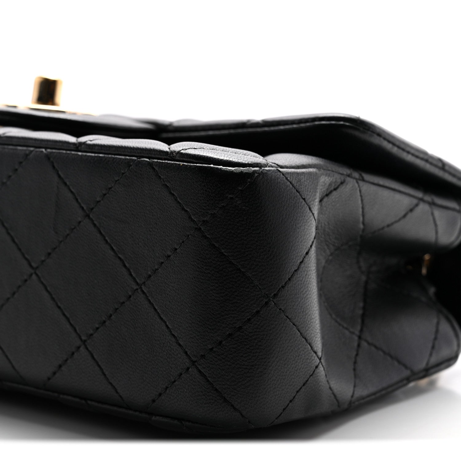 Lambskin Quilted Mini Rectangular Flap Black