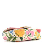 X KEN SCOTT Calfskin Matelasse Floral Print Super Mini GG Marmont Shoulder Bag Ivory Pink
