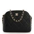 Caviar Quilted Classic Clutch With Chain Black