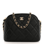 Caviar Quilted Classic Clutch With Chain Black