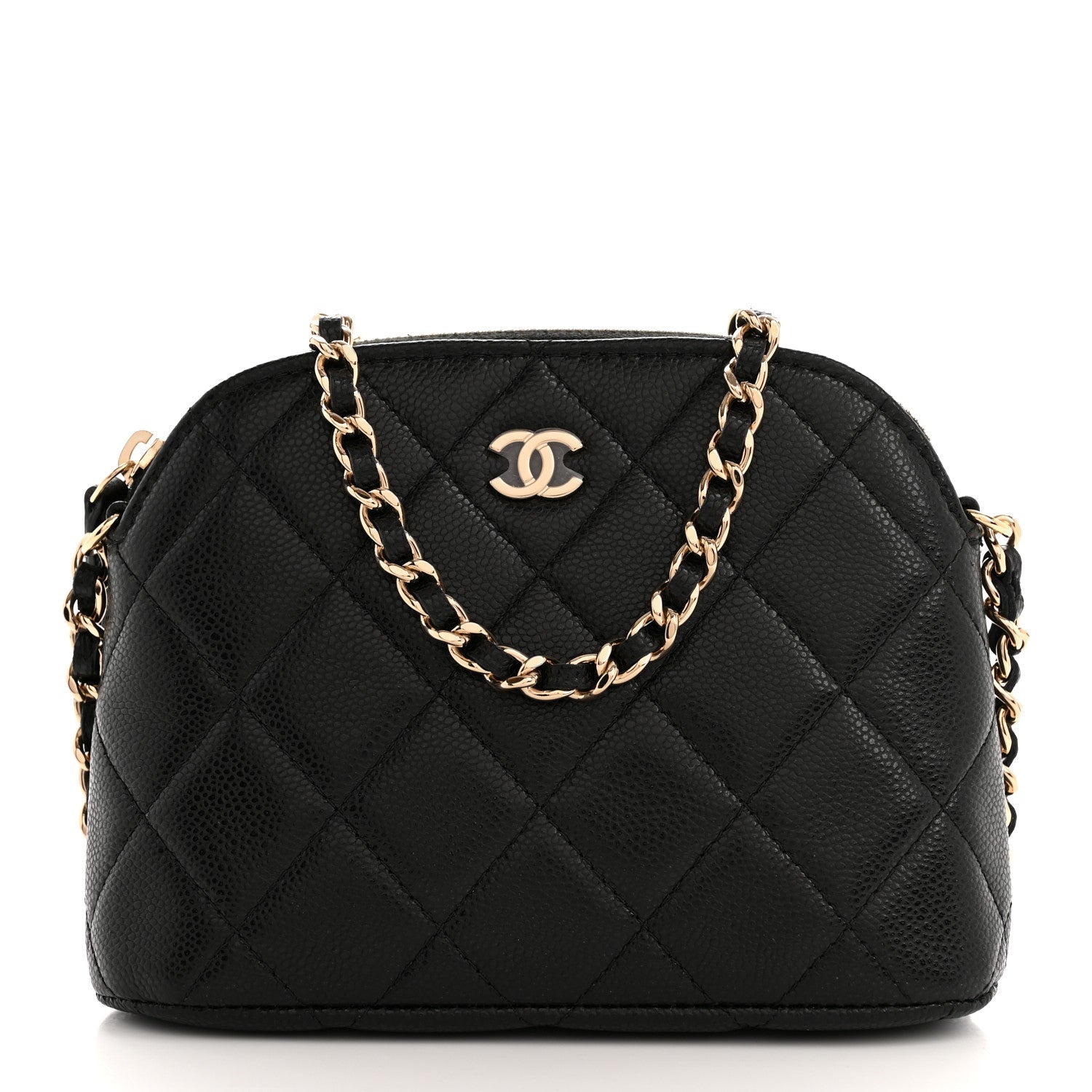 Caviar Quilted Classic Clutch With Chain Black
