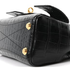 Calfskin Crocodile Embossed Mini Bel Air Carry All Bag Black