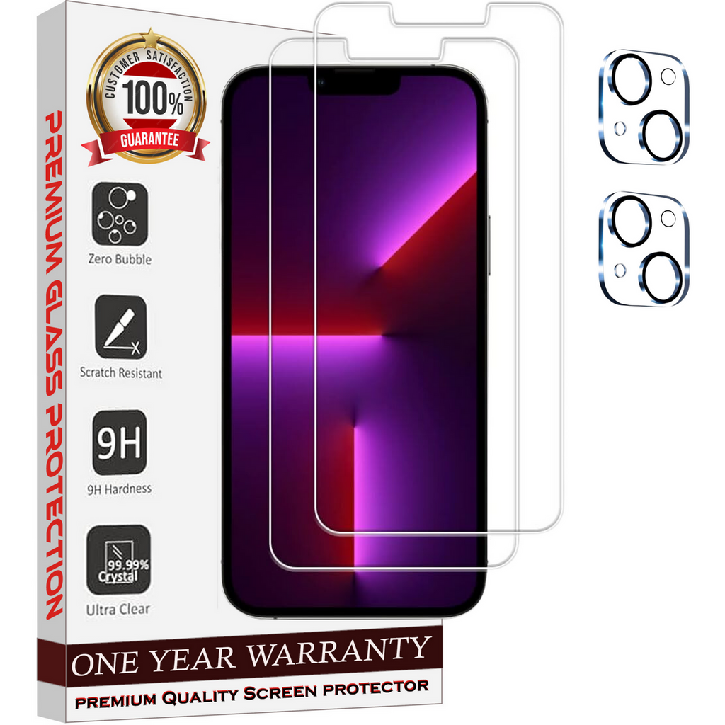 Entronix Clear Screen Protector & Camera Lens Protector Compatible with iPhone 13 - 4-Piece Combo