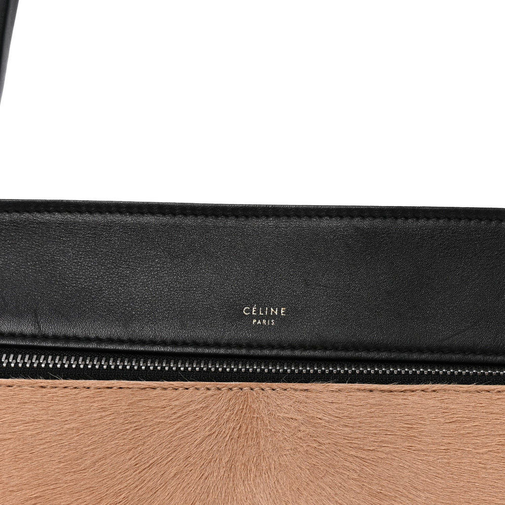 Pony Hair Calfskin Medium Edge Shoulder Bag Praline