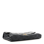 Iridescent Calfskin Triple Stitched Medium Flap Navy