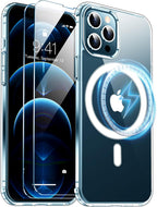 Entronix Bundle Compatible with iPhone 12 Pro - [Magnetic] Clear Case & 2 Clear Screen Protectors