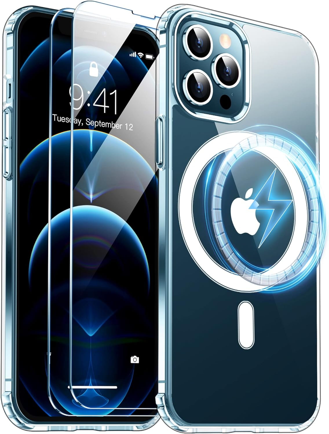 Entronix Bundle Compatible with iPhone 12 Pro - [Magnetic] Clear Case & 2 Clear Screen Protectors