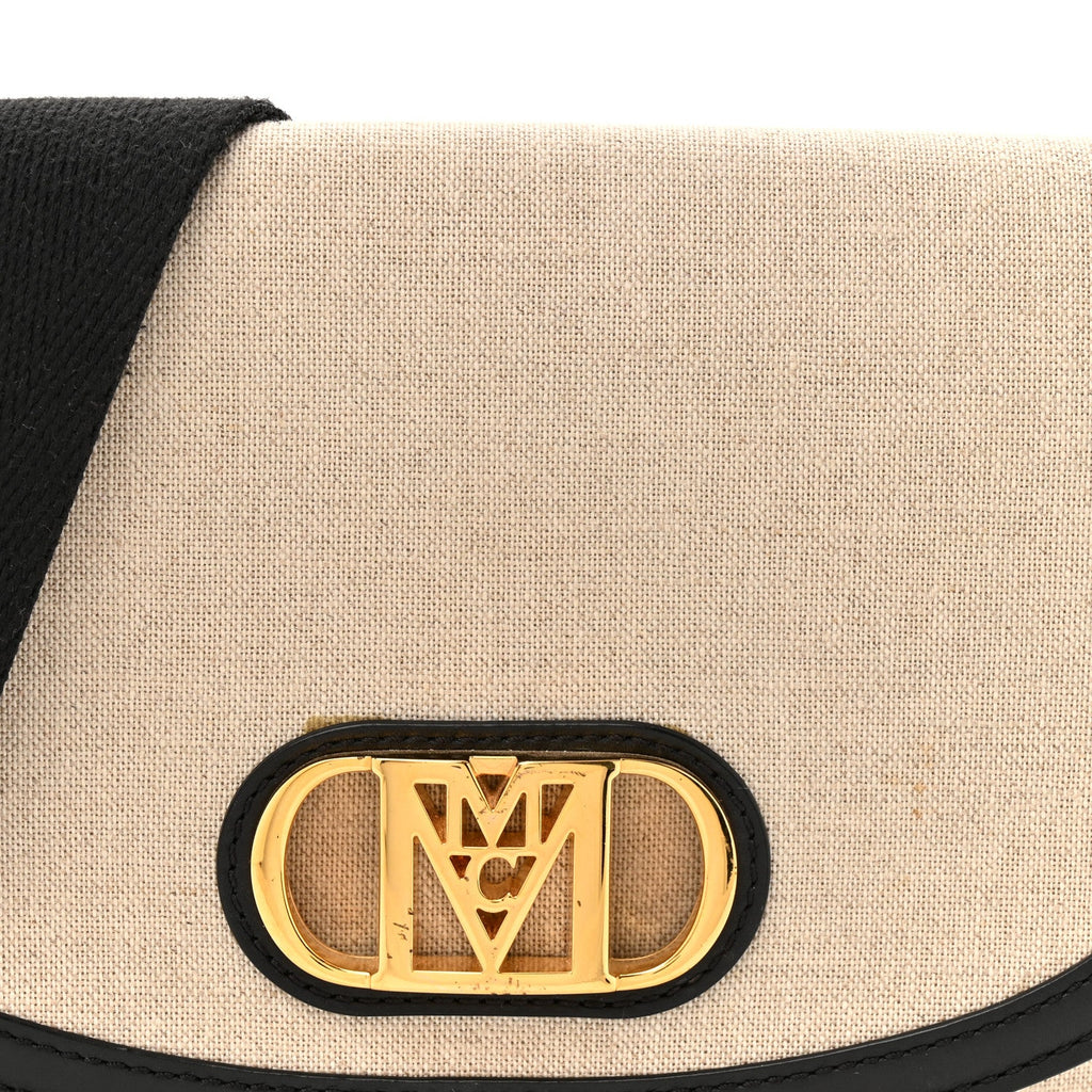 Calfskin Linen Small Travia Crossbody Black