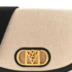 Calfskin Linen Small Travia Crossbody Black