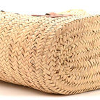 Raffia Calfskin Triomphe Medium Panier Tan