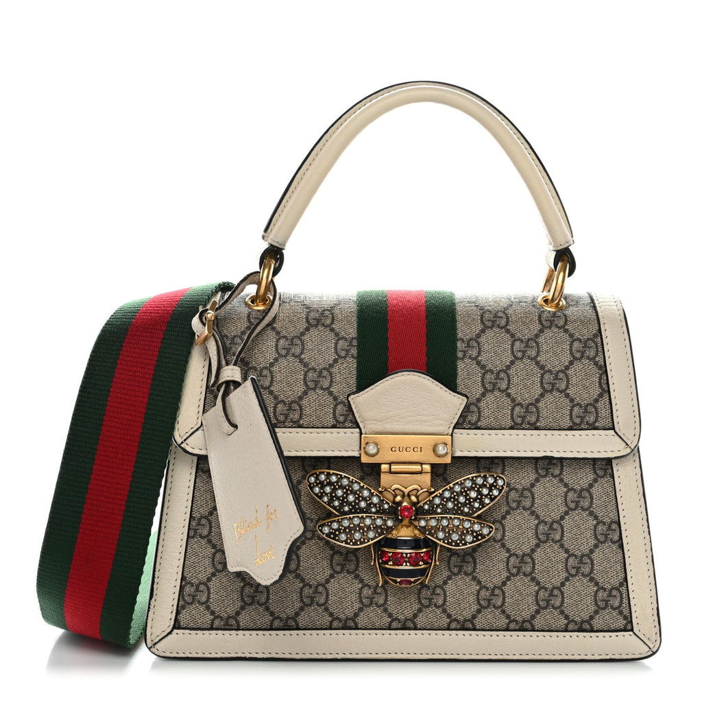 GG Supreme Monogram Small Queen Margaret Top Handle Bag White