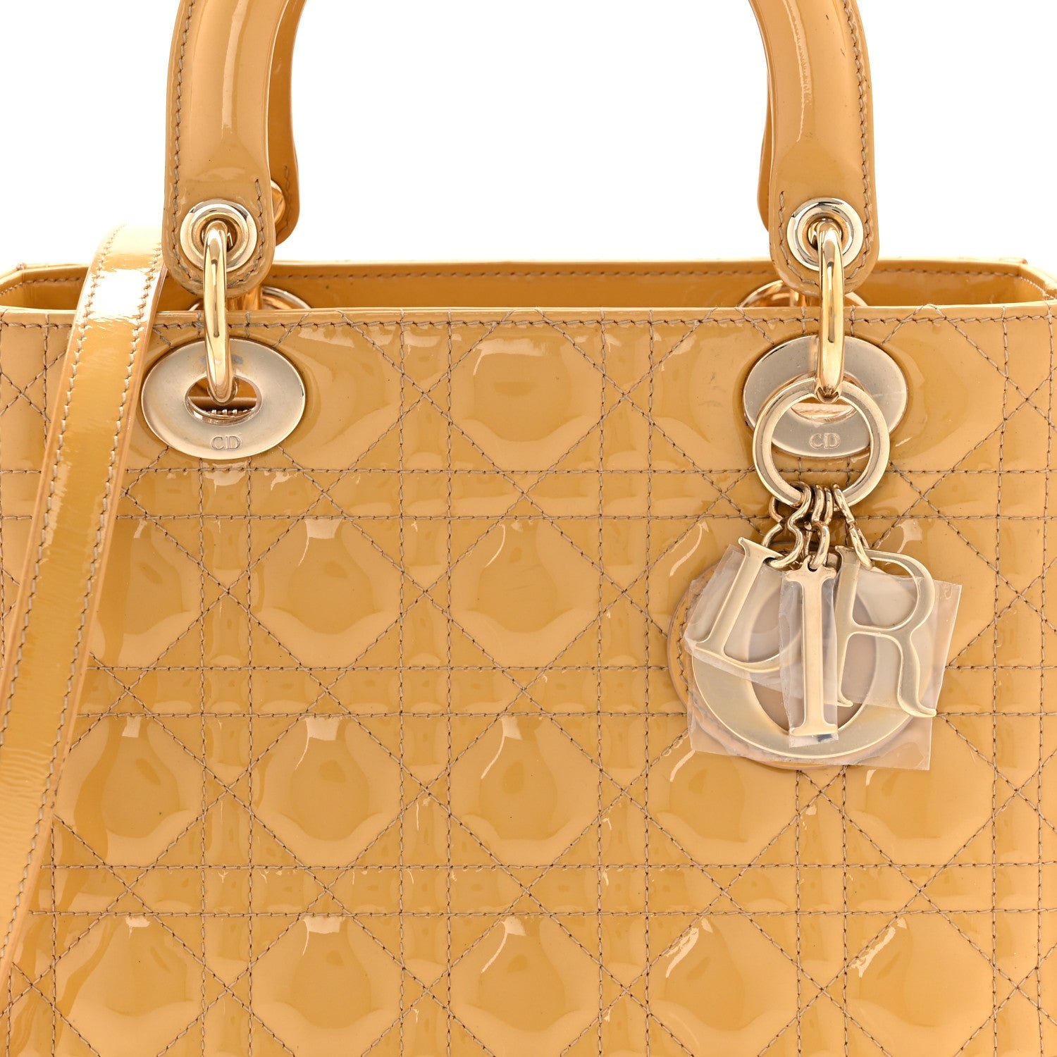 Patent Cannage Medium Lady Dior Beige