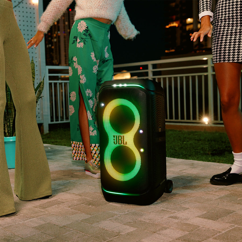 JBL PartyBox Stage 320 Portable Party Speaker with Wireless Two Microphone System (Black)