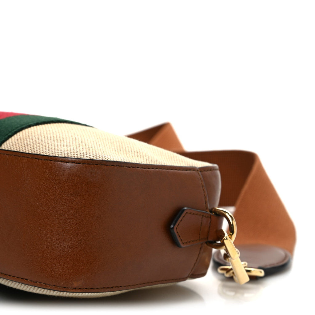 Vintage Canvas Web Shoulder Bag Sand Cuir