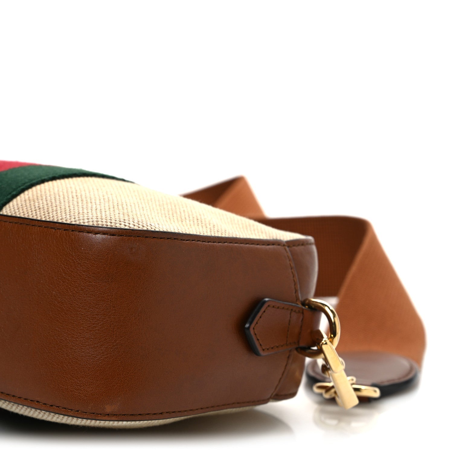 Vintage Canvas Web Shoulder Bag Sand Cuir