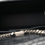 Calfskin Crocodile Embossed Small Classic Monogram Kate Tassel Satchel Black