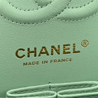 Caviar Quilted Small Double Flap Light Green