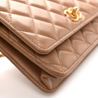 Calfskin Quilted Perfect Fit Wallet On Chain WOC Beige