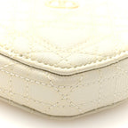 Calfskin Cannage Dioramour Caro Heart Pouch With Chain White