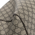 GG Supreme Monogram Textured Dollar Calfskin Web Medium Savoy Duffle Bag Beige Dark Brown