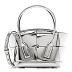 Mirror Laminated Nappa Maxi Intrecciato Mini Arco  Silver