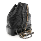 Aged Calfskin Quilted Small Gabrielle Backpack Black