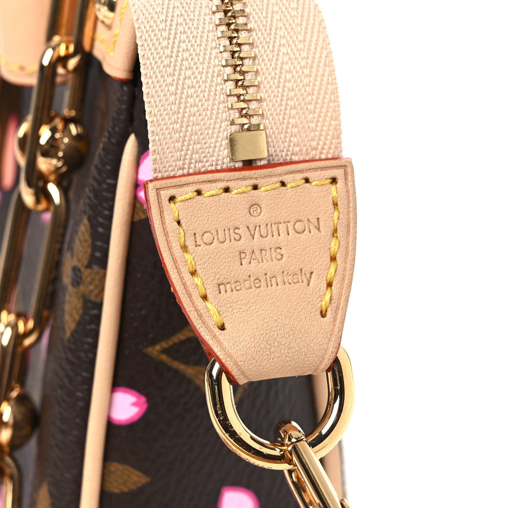 LV X TM Monogram Cherry Blossom Pochette Accessories Sakura Brown